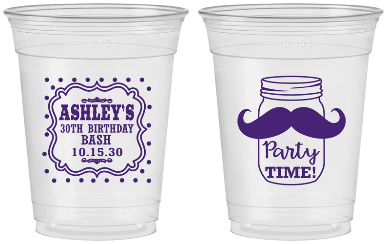 Custom Birthday 16 oz Soft Sided Clear Cups - 20th | 20096