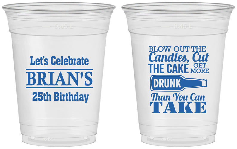 Custom Birthday 16 oz Soft Sided Clear Cups - 25th | 20100