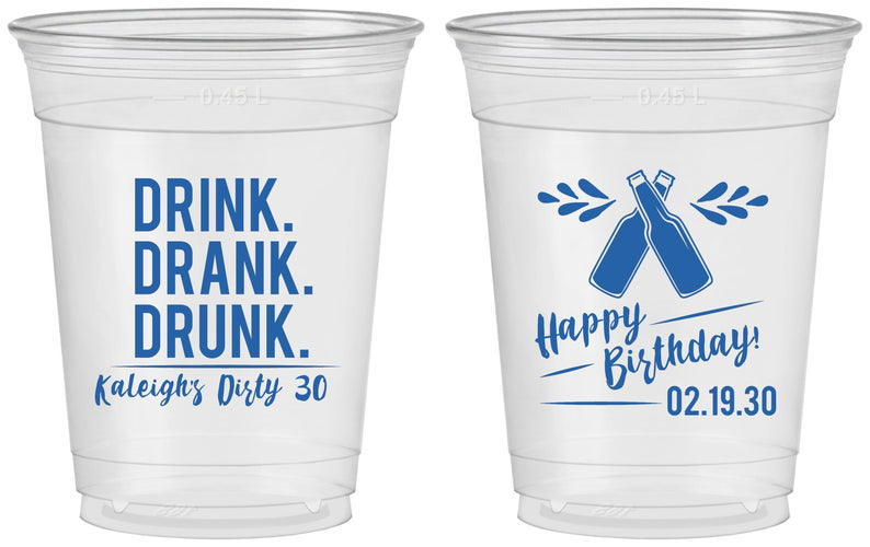 Custom Birthday 16 oz Soft Sided Clear Cups - 30th Dirty | 20110