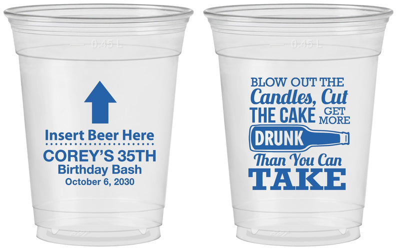 Custom Birthday 16 oz Soft Sided Clear Cups - 35th | 20111