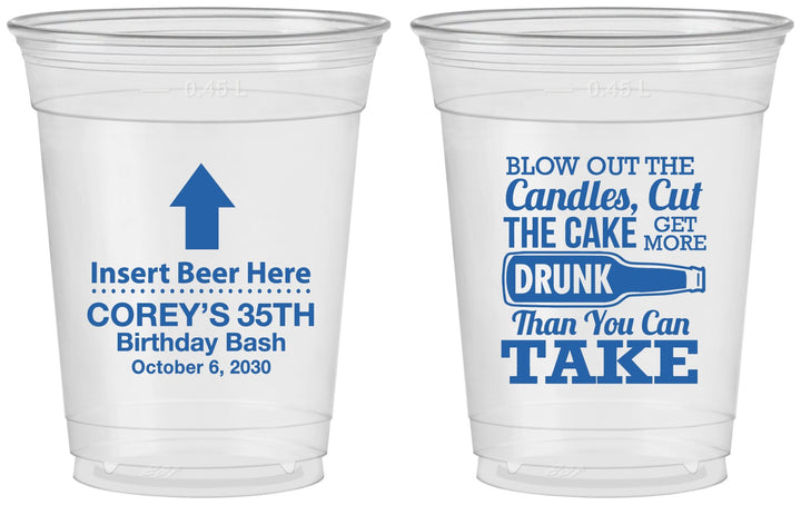 Custom Birthday 16 oz Soft Sided Clear Cups - 35th | 20111