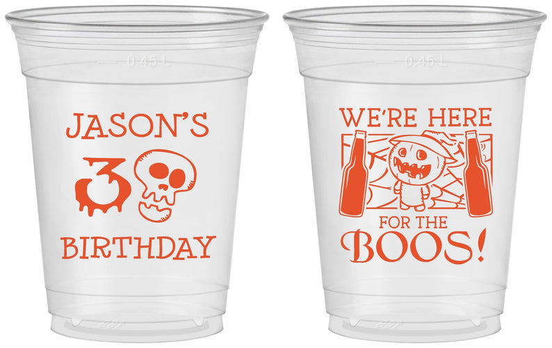Custom Birthday 16 oz Soft Sided Clear Cups - 30th Halloween | 20112