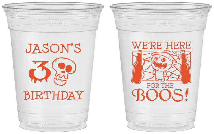 Custom Birthday 16 oz Soft Sided Clear Cups - 30th Halloween | 20112