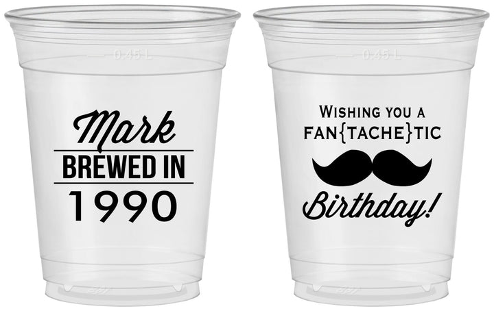 Custom Birthday 16 oz Soft Sided Clear Cups - 40th | 20119