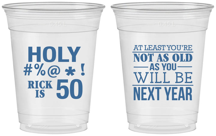 Custom Birthday 16 oz Soft Sided Clear Cups - 50th | 20120