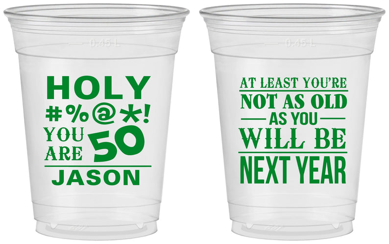 Custom Birthday 16 oz Soft Sided Clear Cups - 50th | 20122