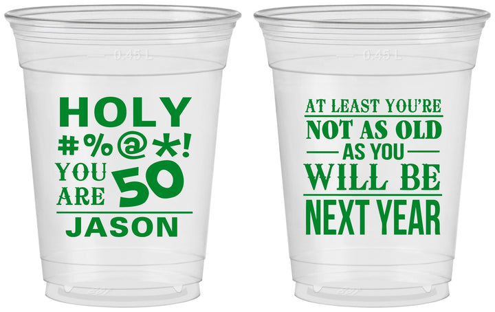 Custom Birthday 16 oz Soft Sided Clear Cups - 50th | 20122