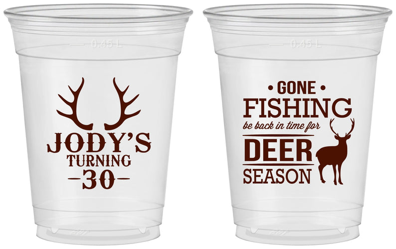 Custom Birthday 16 oz Soft Sided Clear Cups - 30th Deer Season | 20127