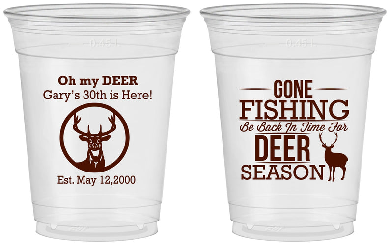 Custom Birthday 16 oz Soft Sided Clear Cups - 30th Deer Season | 20129