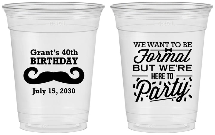 Custom Birthday 16 oz Soft Sided Clear Cups - 40th | 20131