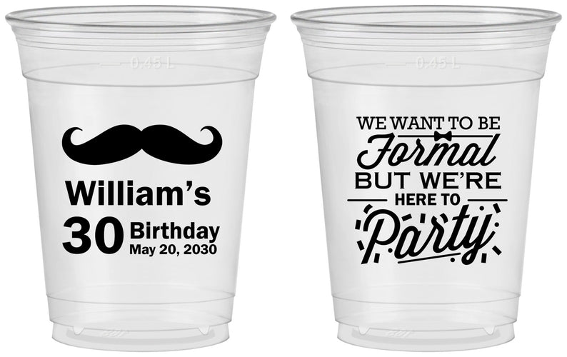 Custom Birthday 16 oz Soft Sided Clear Cups - 30th | 20132