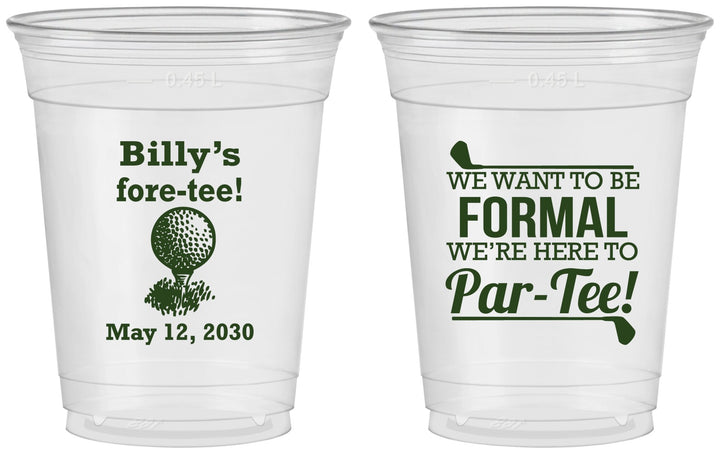 Custom Birthday 16 oz Soft Sided Clear Cups - 40th Golf | 20134