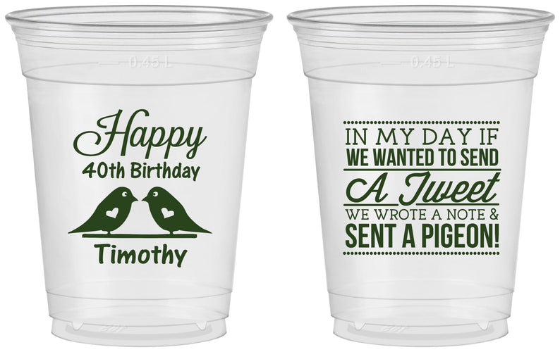 Custom Birthday 16 oz Soft Sided Clear Cups - 40th | 20139