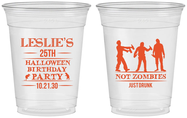 Custom Birthday 16 oz Soft Sided Clear Cups - 25th Halloween | 20143