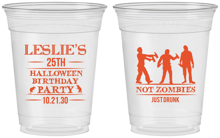 Custom Birthday 16 oz Soft Sided Clear Cups - 25th Halloween | 20143