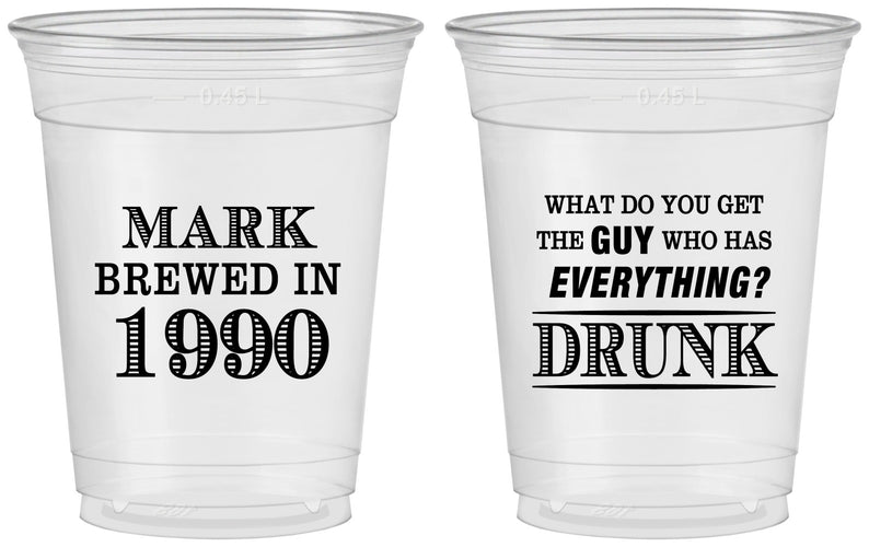 Custom Birthday 16 oz Soft Sided Clear Cups - 40th | 20148
