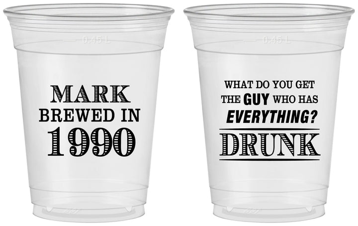 Custom Birthday 16 oz Soft Sided Clear Cups - 40th | 20148
