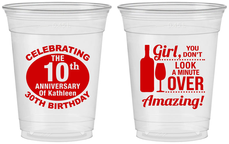Custom Birthday 16 oz Soft Sided Clear Cups - 40th | 20151