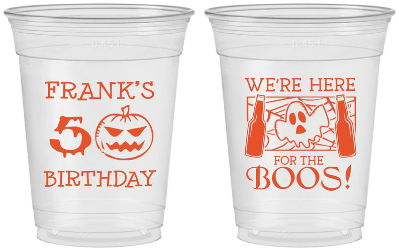 Custom Birthday 16 oz Soft Sided Clear Cups - 50th Halloween | 20157