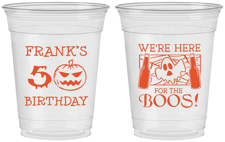 Custom Birthday 16 oz Soft Sided Clear Cups - 50th Halloween | 20157