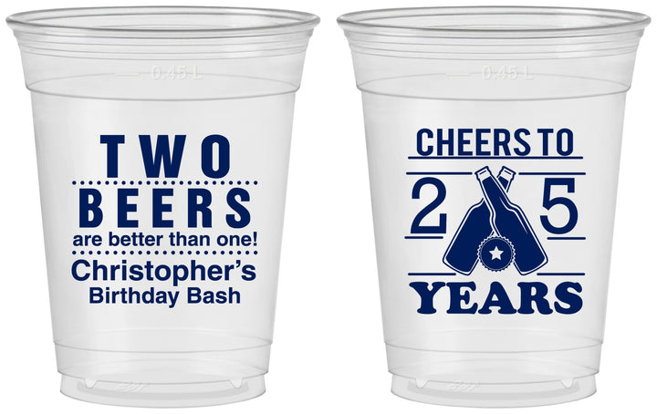 Custom Birthday 16 oz Soft Sided Clear Cups - Cheers To 25 Years | 20163