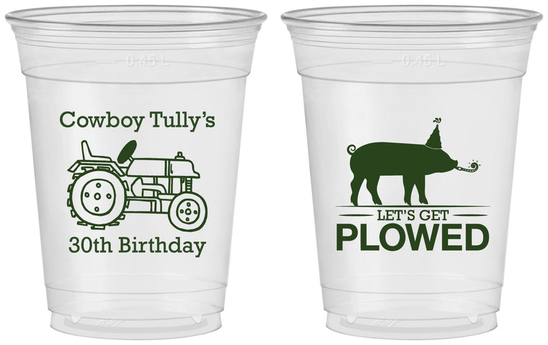 Custom Birthday 16 oz Soft Sided Clear Cups - 30th Get Plowed | 20166
