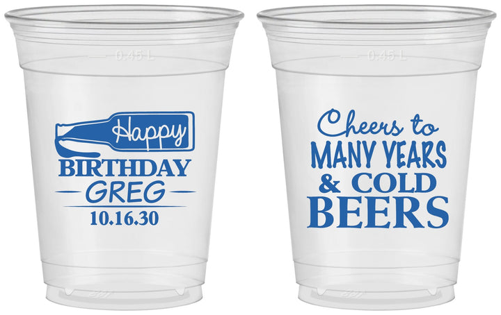 Custom Birthday 16 oz Soft Sided Clear Cups - Cheers To Many Years | 20167