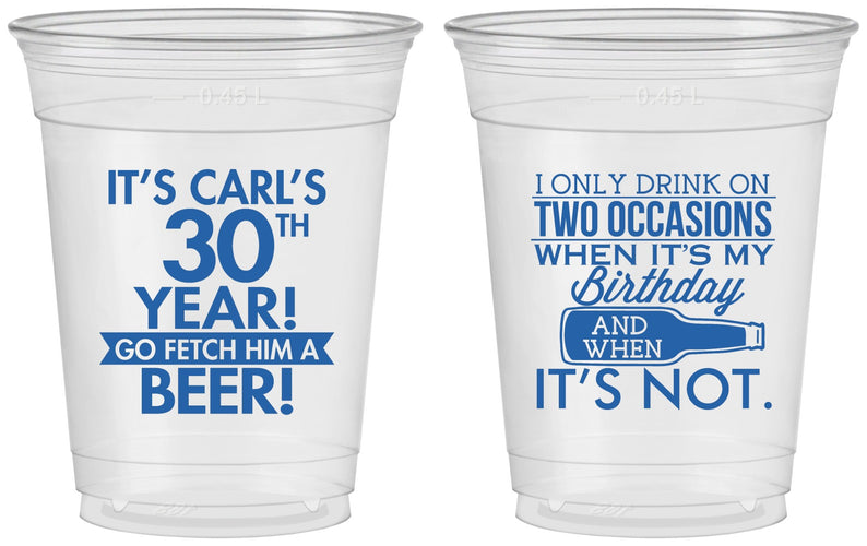 Custom Birthday 16 oz Soft Sided Clear Cups - 30th | 20170