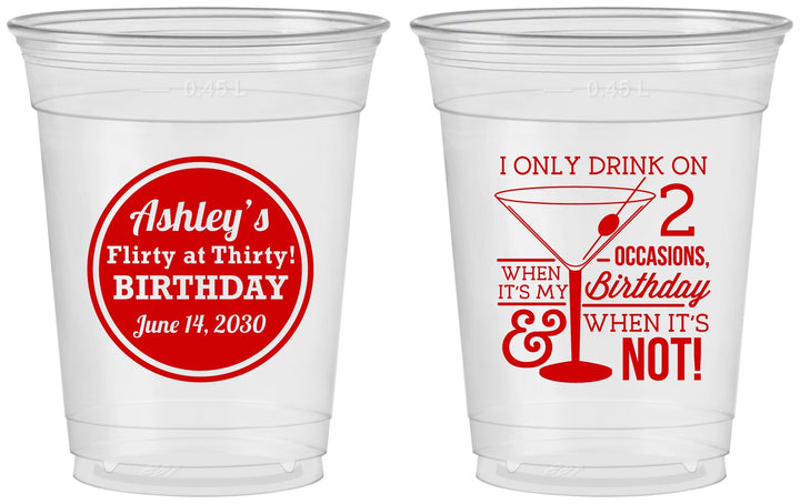 Custom Birthday 16 oz Soft Sided Clear Cups - 30th | 20172