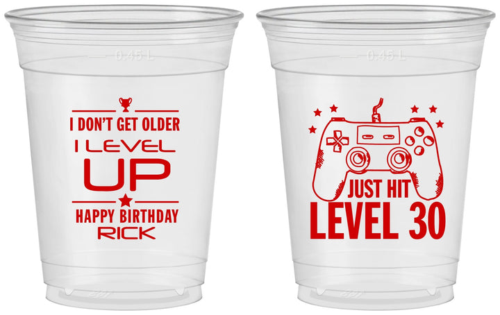 Custom Birthday 16 oz Soft Sided Clear Cups - 30th Video Games | 20179