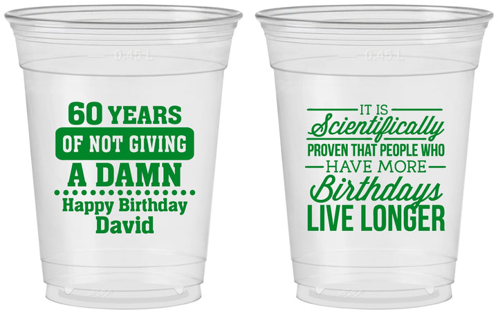 Custom Birthday 16 oz Soft Sided Clear Cups - 60th | 20180