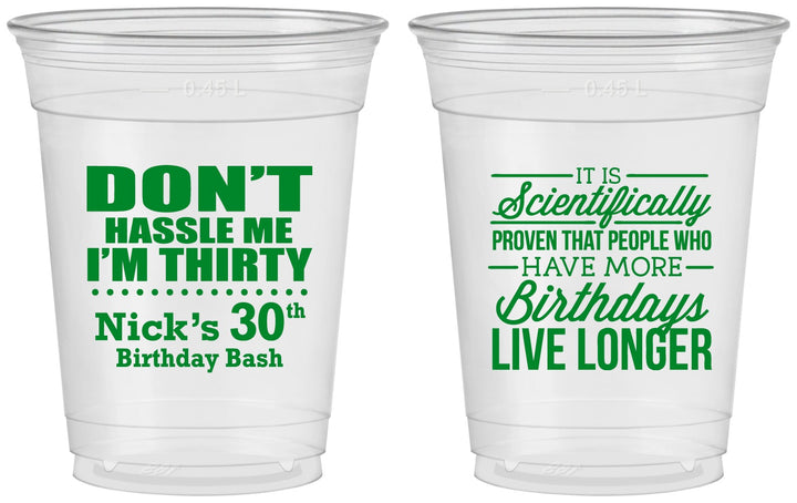 Custom Birthday 16 oz Soft Sided Clear Cups - 30th | 20182