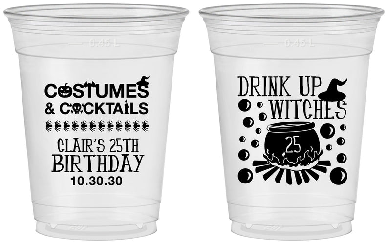 Custom Birthday 16 oz Soft Sided Clear Cups - 25th Halloween | 20184