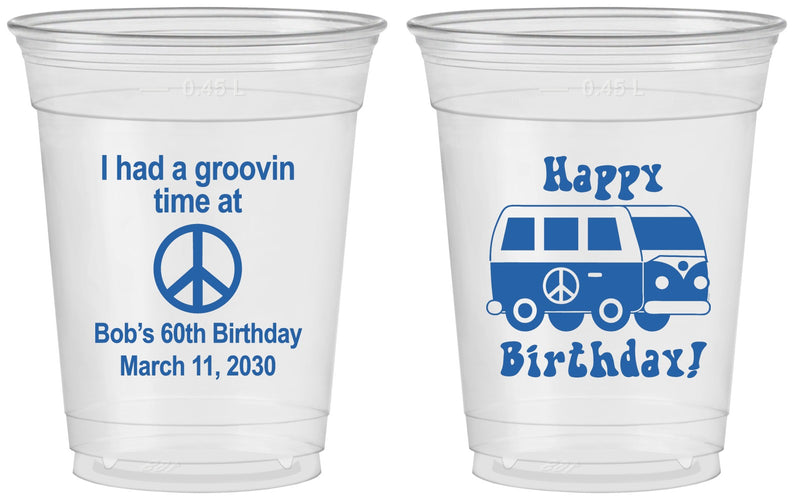 Custom Birthday 16 oz Soft Sided Clear Cups - 60th | 20186