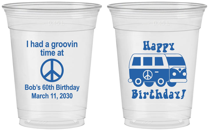 Custom Birthday 16 oz Soft Sided Clear Cups - 60th | 20186
