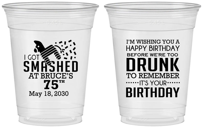 Custom Birthday 16 oz Soft Sided Clear Cups - 75th | 20195