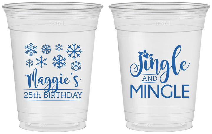 Custom Birthday 16 oz Soft Sided Clear Cups - 25th Christmas | 20197