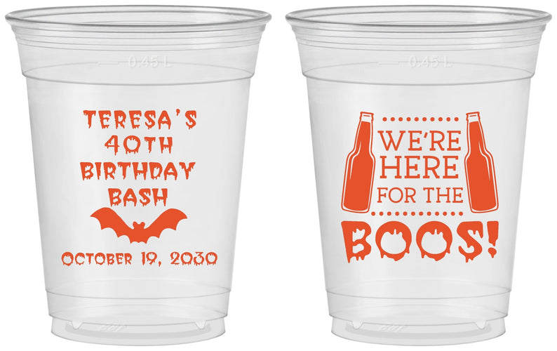 Custom Birthday 16 oz Soft Sided Clear Cups - 40th Halloween | 20198