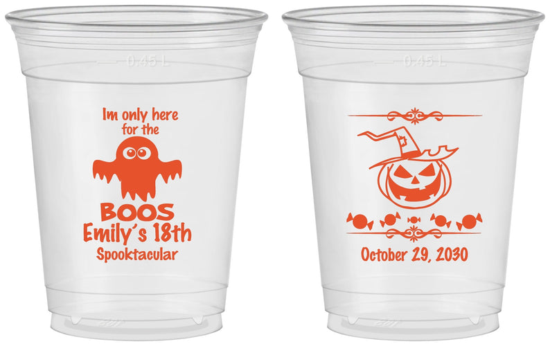 Custom Birthday 16 oz Soft Sided Clear Cups - 18th Halloween | 20199