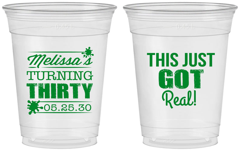Custom Birthday 16 oz Soft Sided Clear Cups - 30th | 20213