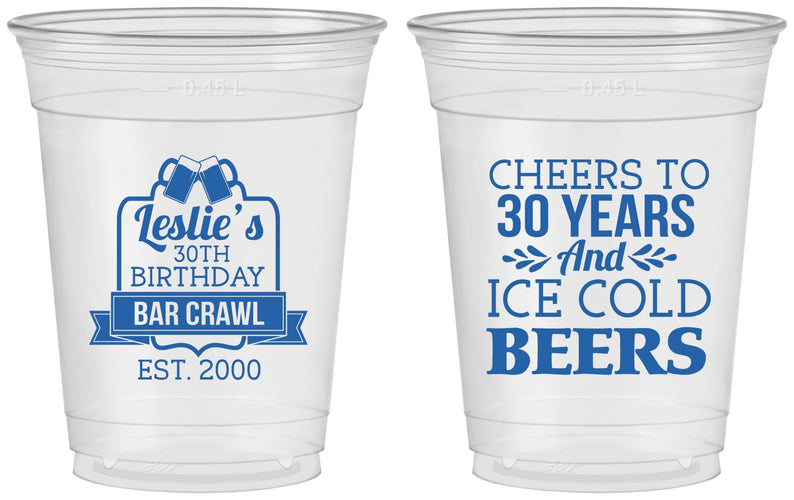 Custom Birthday 16 oz Soft Sided Clear Cups - 30th | 20218