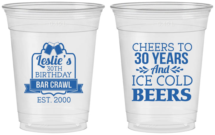 Custom Birthday 16 oz Soft Sided Clear Cups - 30th | 20218