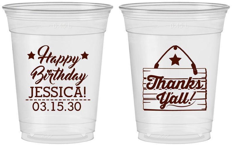 Custom Birthday 16 oz Soft Sided Clear Cups - Country Farm | 20221