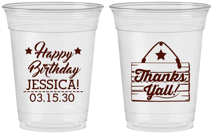 Custom Birthday 16 oz Soft Sided Clear Cups - Country Farm | 20221