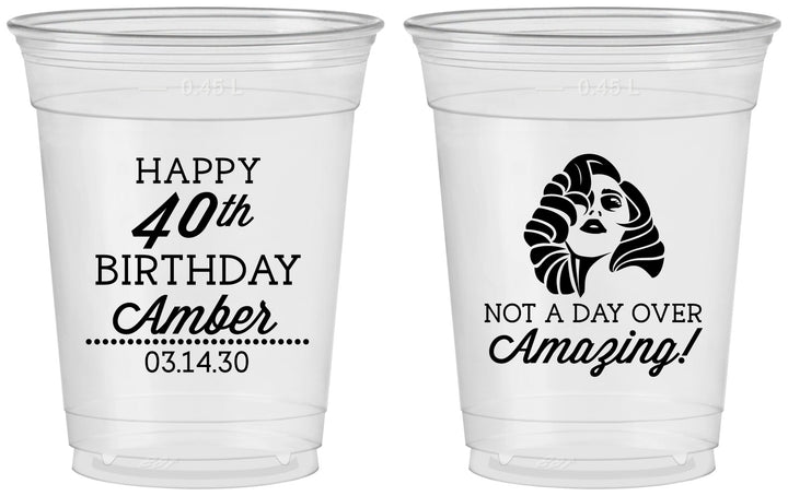 Custom Birthday 16 oz Soft Sided Clear Cups - 40th | 20222