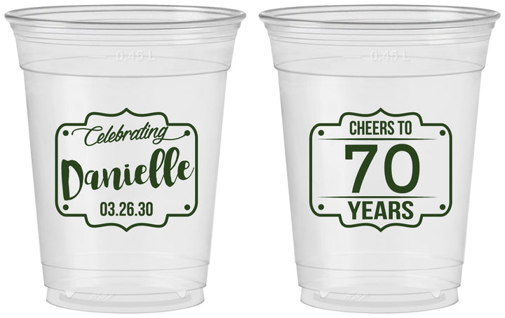 Custom Birthday 16 oz Soft Sided Clear Cups - Cheers To 70 Years | 20227