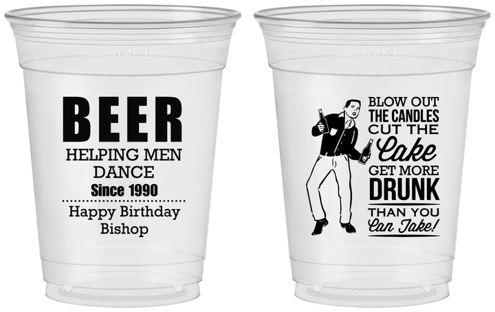 Custom Birthday 16 oz Soft Sided Clear Cups - 40th | 20231