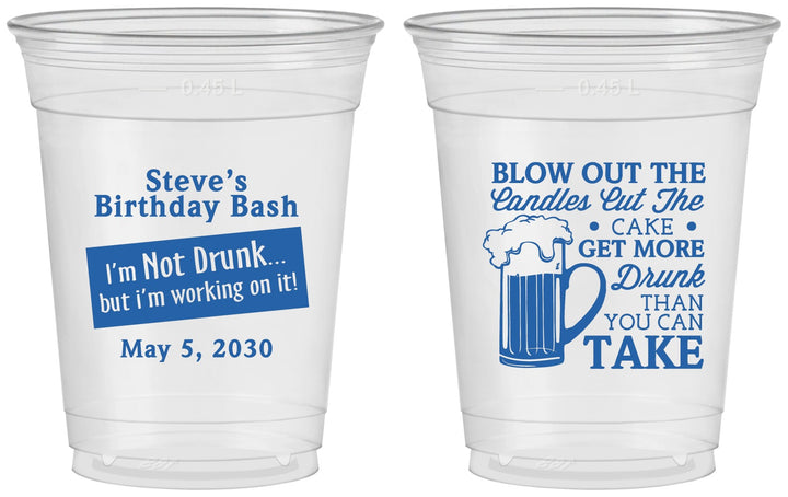 Custom Birthday 16 oz Soft Sided Clear Cups - Beer Drunk | 20232
