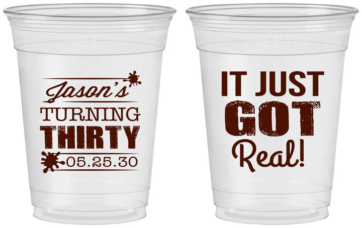 Custom Birthday 16 oz Soft Sided Clear Cups - 30th | 20235