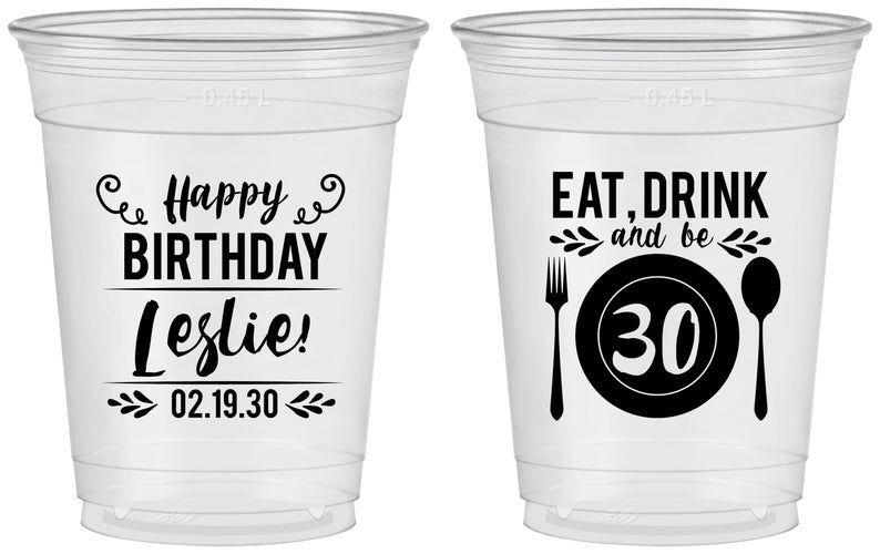 Custom Birthday 16 oz Soft Sided Clear Cups - 30th | 20240